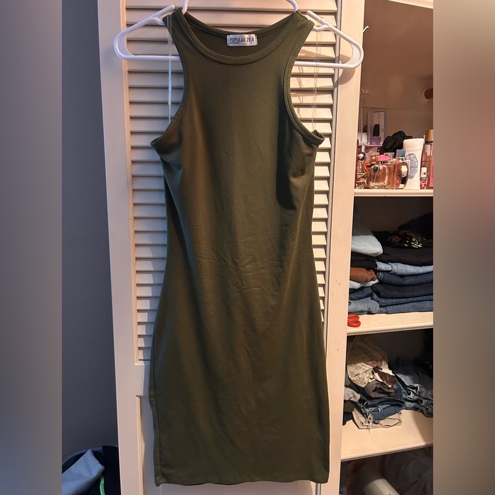Olive Green Sleeveless Dress